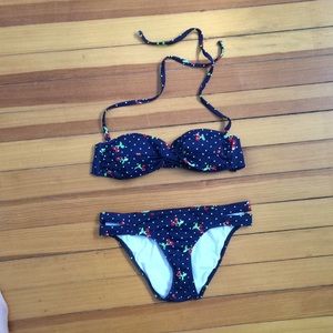 Cherry bandeau bikini set